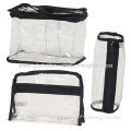 Clear Plastic Tote Cosmetic Makeup Bag Large Medium & Small Black Trim Train Bag